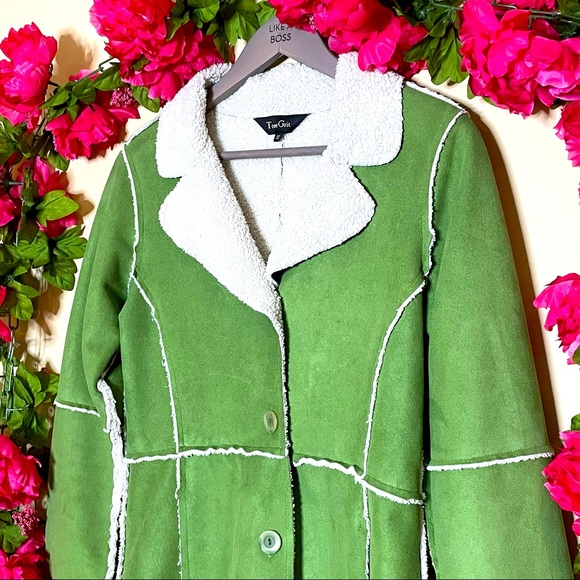 True Grit Tumbled Faux Suede Silverton Coat Green - Picture 2 of 7